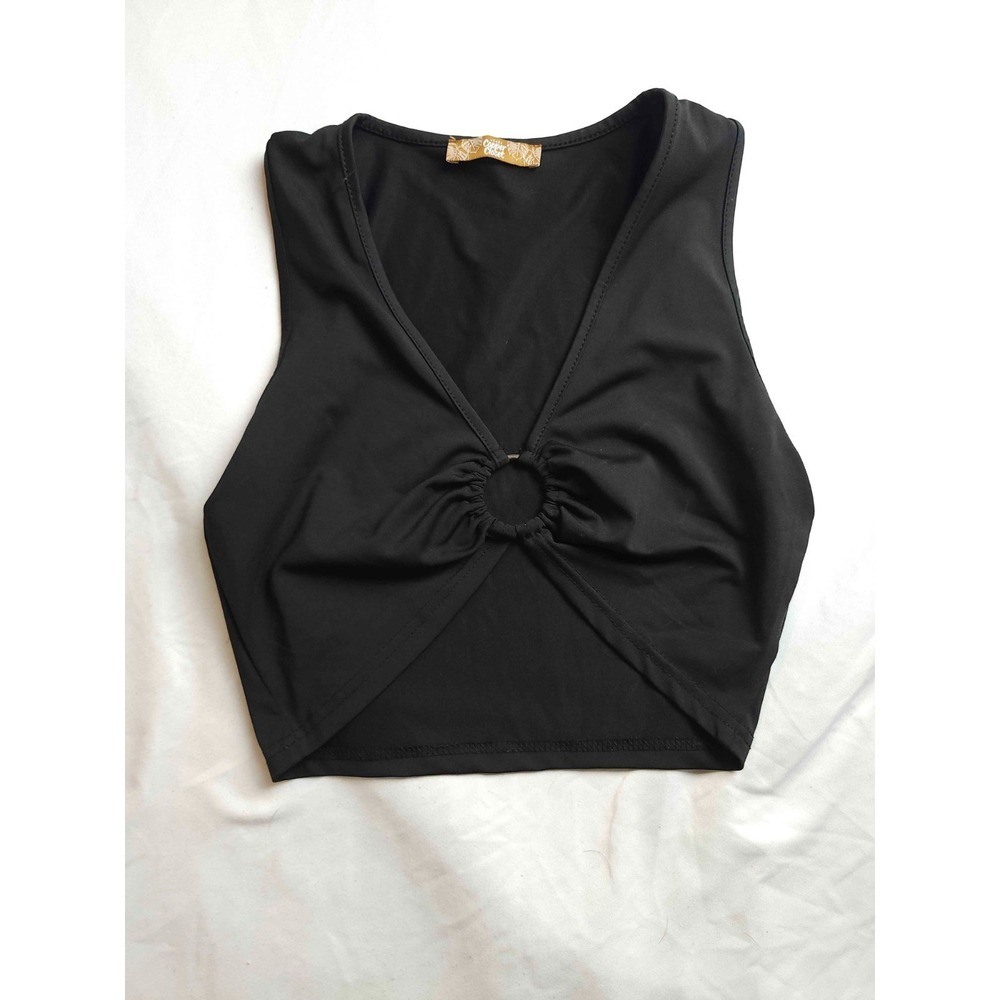 Copper Closet Crop Top Womens S O-Ring Night Out Festival Edgy Clubwear Stretch